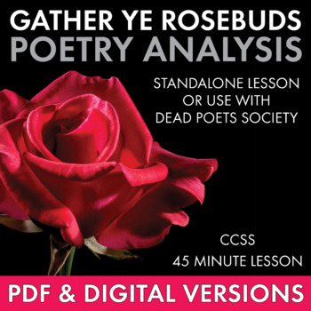 Preview of Gather Ye Rosebuds Poetry Analysis, Robert Herrick Poem, PDF & Google Drive