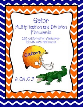 Preview of **FREEBIE** Gator Multiplication and Division Flashcards ~ 3.OA.C.7