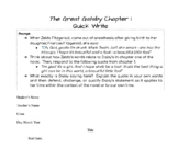 Gatsby Chapter 1 Quick Write 