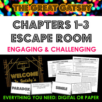 Preview of Gatsby Chapters 1-3 Escape Room: Engaging Activity to Practice Literary Analysis