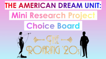 Preview of Gatsby Roaring 20's Choice Board Mini Research Project (BUNDLE)