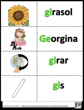 Ge gi gue gui güe güi Memorama - Syllables in Spanish Memory game