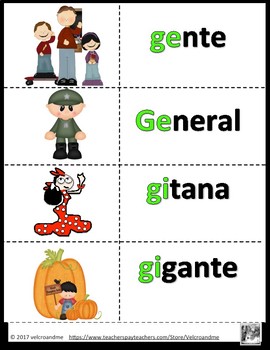 Ge gi gue gui güe güi Memorama con dibujos Memory game by Velcro and Me
