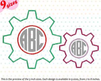 Preview of Gear Cogwheel Embroidery Design outline Clock Rotate Machine 181b