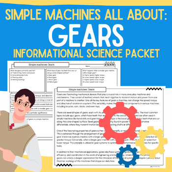 Preview of Gears: Simple Machines: Informational Articles, Worksheets, & Vocabulary Packet