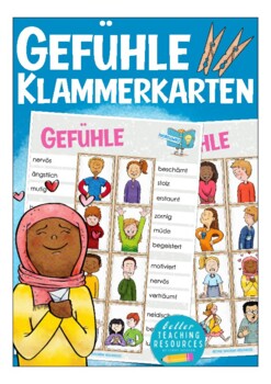 Preview of Gefühle und Emotionen Deutsch Klammerkarten German clip cards (feelings)