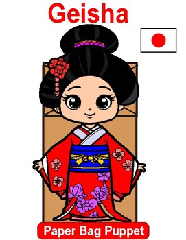 Preview of Geisha Paper Bag Puppet - Japan Studies