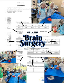 Preview of Gelatin Brain Surgery / Classroom Transformation/Doctor/ Hands-On Review / Jello