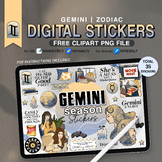 Gemini Season Digital Stickers, 35 PNG Funny Zodiac Signs,