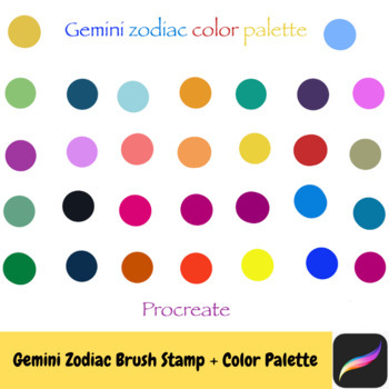 Gemini zodiac brush stamp and color palette by smarty246 | TPT