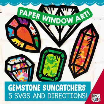 Preview of Gemstone Art Activity for Preschool | Mineral and Rocks Science Paper Craft SVG