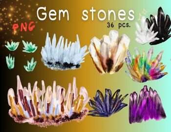 Preview of Gemstone Colorful sparkling glitter PNG, TRANSPARENT, bulletin, 23 pcs.
