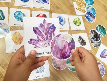 Preview of Gemstones Pattern Matching Cards, Minerals and Crystals, Geology Rocks