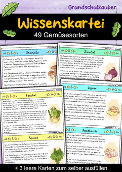 Preview of Gemüse Wissenskartei - 49 Gemüsesorten (German)