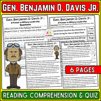Preview of Gen. Benjamin O. Davis Jr Nonfiction Reading & Quiz Black History Month Activity