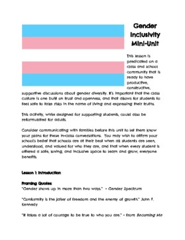 Preview of Gender Inclusivity Mini-Unit