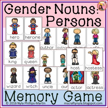 Preview of Gender Nouns for Persons Memory Game