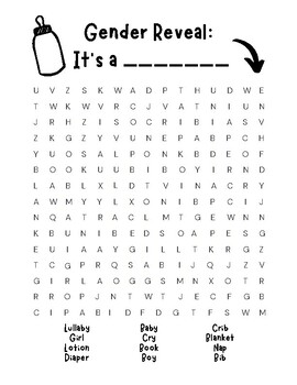 Preview of Gender Reveal Word Search (It's A Girl!)