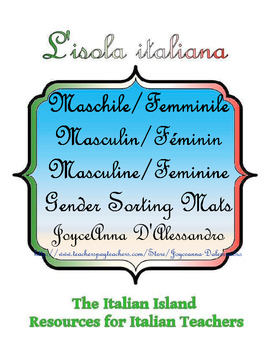 Preview of Gender Sorting Mats for Italian, French & English Languages