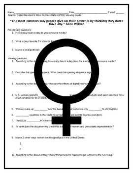 Gender Study Miss Representation 11 Viewing Guide By Christy Willett