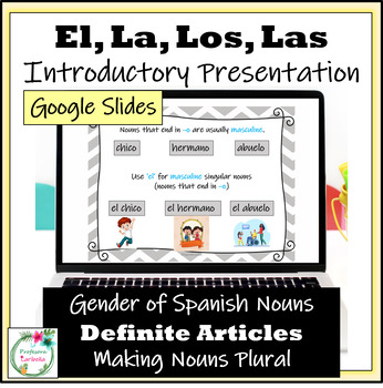 Preview of Gender in Spanish Nouns, Definite Articles & Plural Nouns - Google Slides