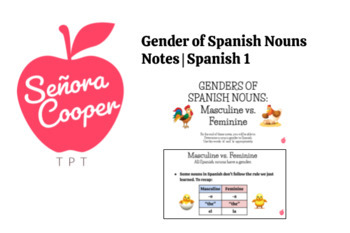 Preview of Gender of Spanish Nouns Notes | Spanish 1