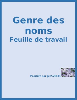 gender of nouns in french worksheet by jer teachers pay teachers