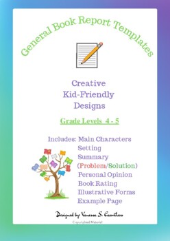 Preview of General Book Report Templates Grades 4-5