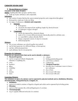 General Chemistry Review Notes (Handout / Study Aid) | TpT