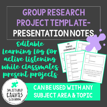 Preview of Group Research Project EDITABLE Learning Log for Presentations