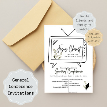 Preview of General Conference Invitation, April 2024, English or Spanish, Black & White