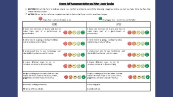 Preview of General Drama Self Assessment - Junior Grades