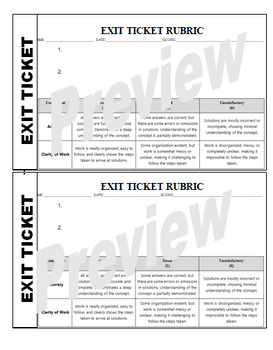 Preview of General Exit Ticket with Rubric for all Subjects (Editable)