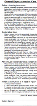 Preview of General Expectations for Care & Maintenance of Band Instruments