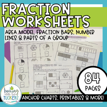 Preview of General Fractions Worksheets & Anchor Charts | Third Grade Fractions Unit