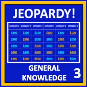 Preview of General Knowledge Jeopardy: Set 3