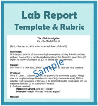 Lab Report Write-up - Guided Template & Lab Rubric - Middle / High School