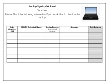 Preview of General Laptop Sign Out Sheet