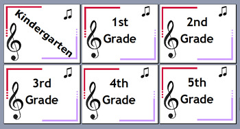 Preview of General Music K-5 Headers for specific grades