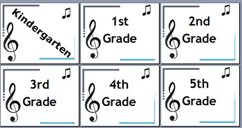 Preview of General Music K-5 Headers for specific grades