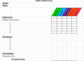Preview of General Music K-5 Lesson Plan Template