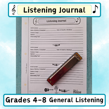 Preview of General Music Listening Journal Grades 4 to 8