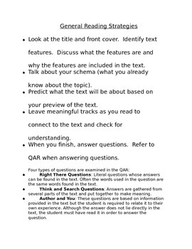 Preview of General Reading Strategies for Parents and Students