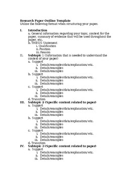 General Research Paper Outline Template by Simply Secondary Social Studies