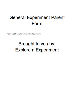 Preview of General Science Experiment For Kindergarten Parent form