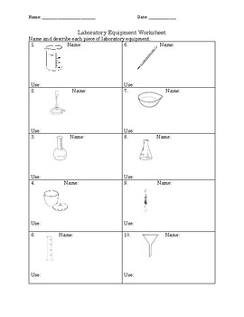 General Science Lab Equipment Worksheet and Quiz | TpT