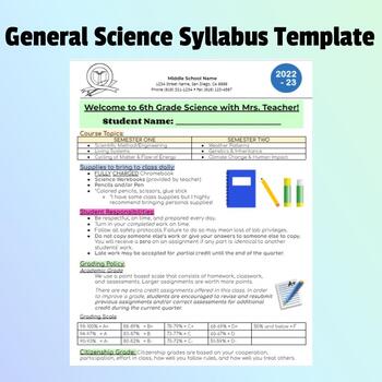 Preview of General Science Syllabus Template 