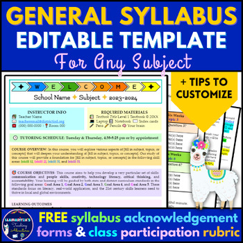 Preview of General Syllabus - Editable Template