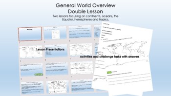 Preview of General World Double Lesson (Continents, Oceans, Equator, Hemispheres, Tropics)