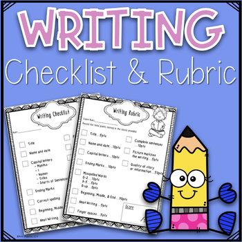 Preview of Writing Rubric and Checklist For First Grade
